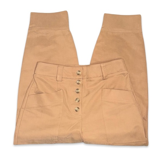 Express Tan High-Waisted Button-Up Pants - Picture 1 of 7